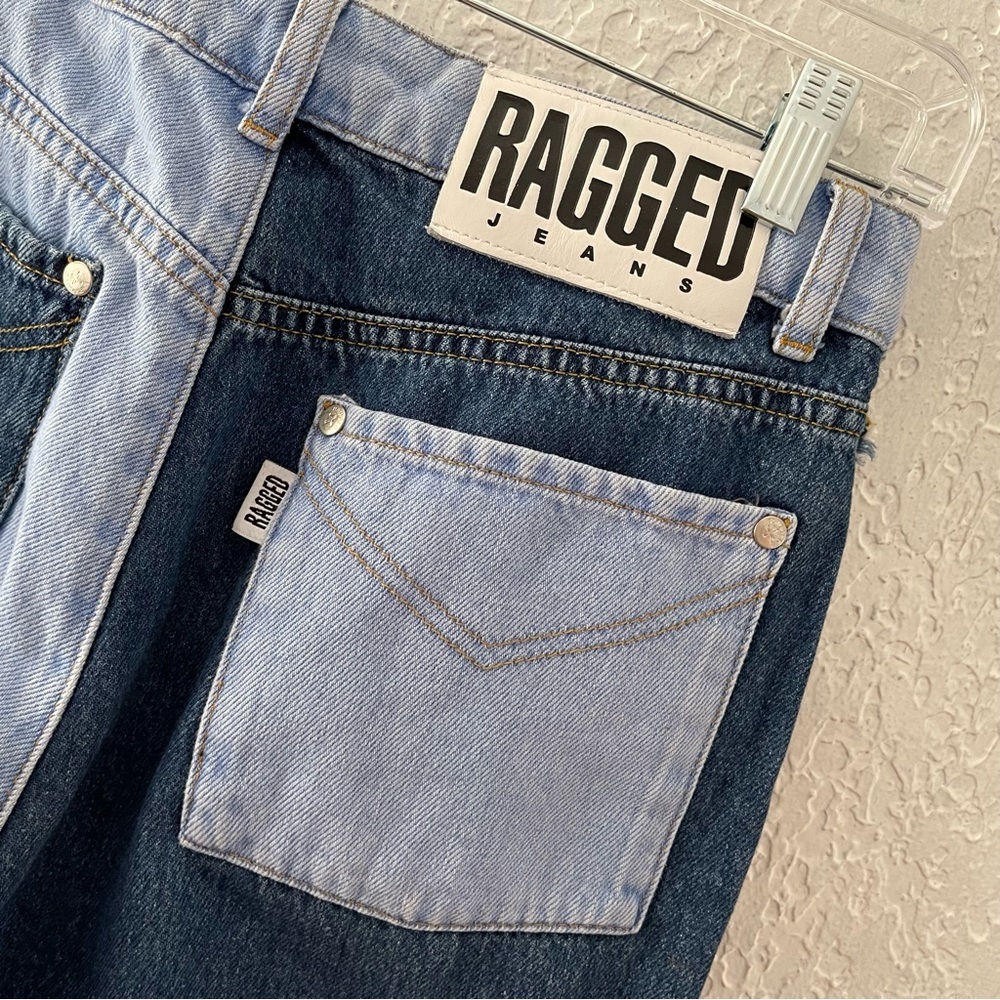 Ragged Priest Mom Jeans Pant High Equilibrium Patchwork Denim Tapered Indigo - Picture 11 of 14